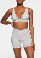 Skims Cotton-rib Boxer Shorts Light Grey