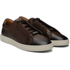 BOSS Brown Gary Brushed Leather Sneakers