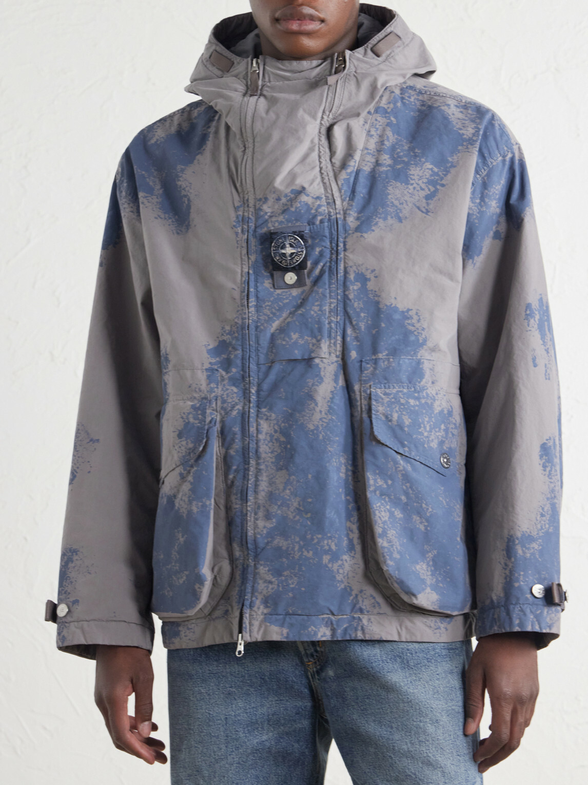 Stone Island - Garment-Dyed Paint-Splattered Shell Hooded Parka - Gray