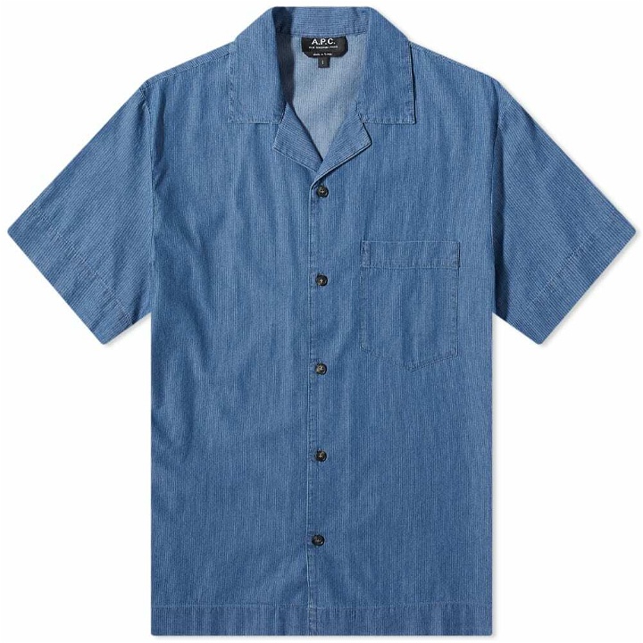 Photo: A.P.C. Men's Edd Stripe Vacation Shirt in Blue