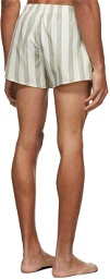 COMMAS Green & Off-White Short Length Swim Shorts