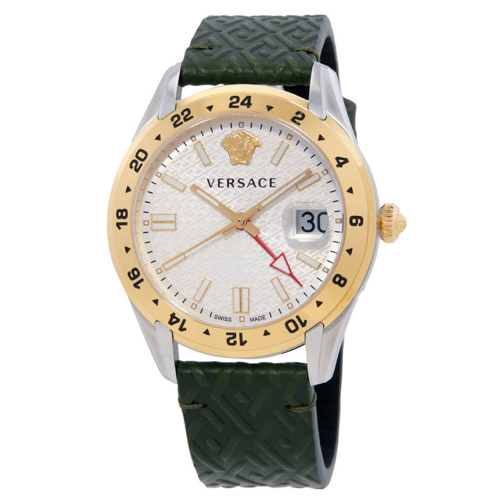 Photo: Versace Greca Time GMT Quartz Silver Dial Mens Watch VE7C00223
