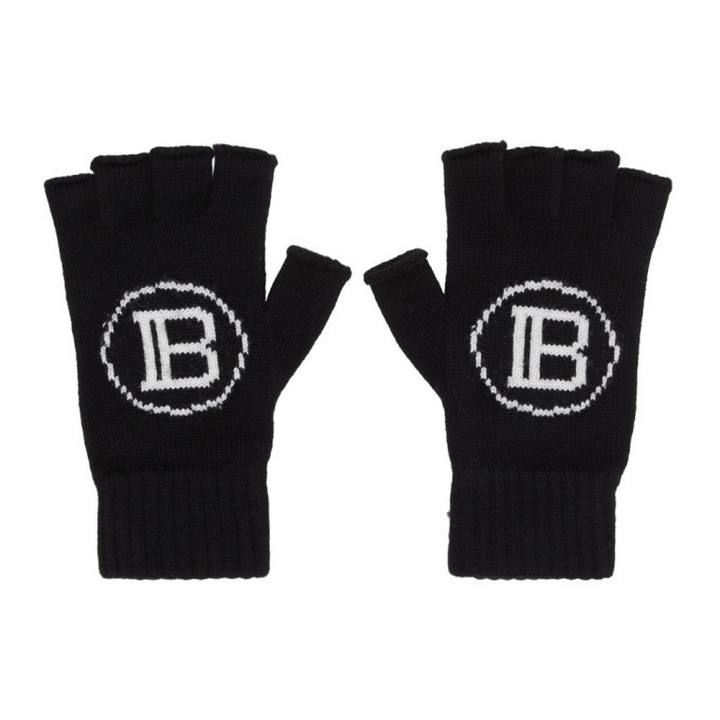 Photo: Balmain Black Logo Fingerless Gloves