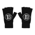 Balmain Black Logo Fingerless Gloves
