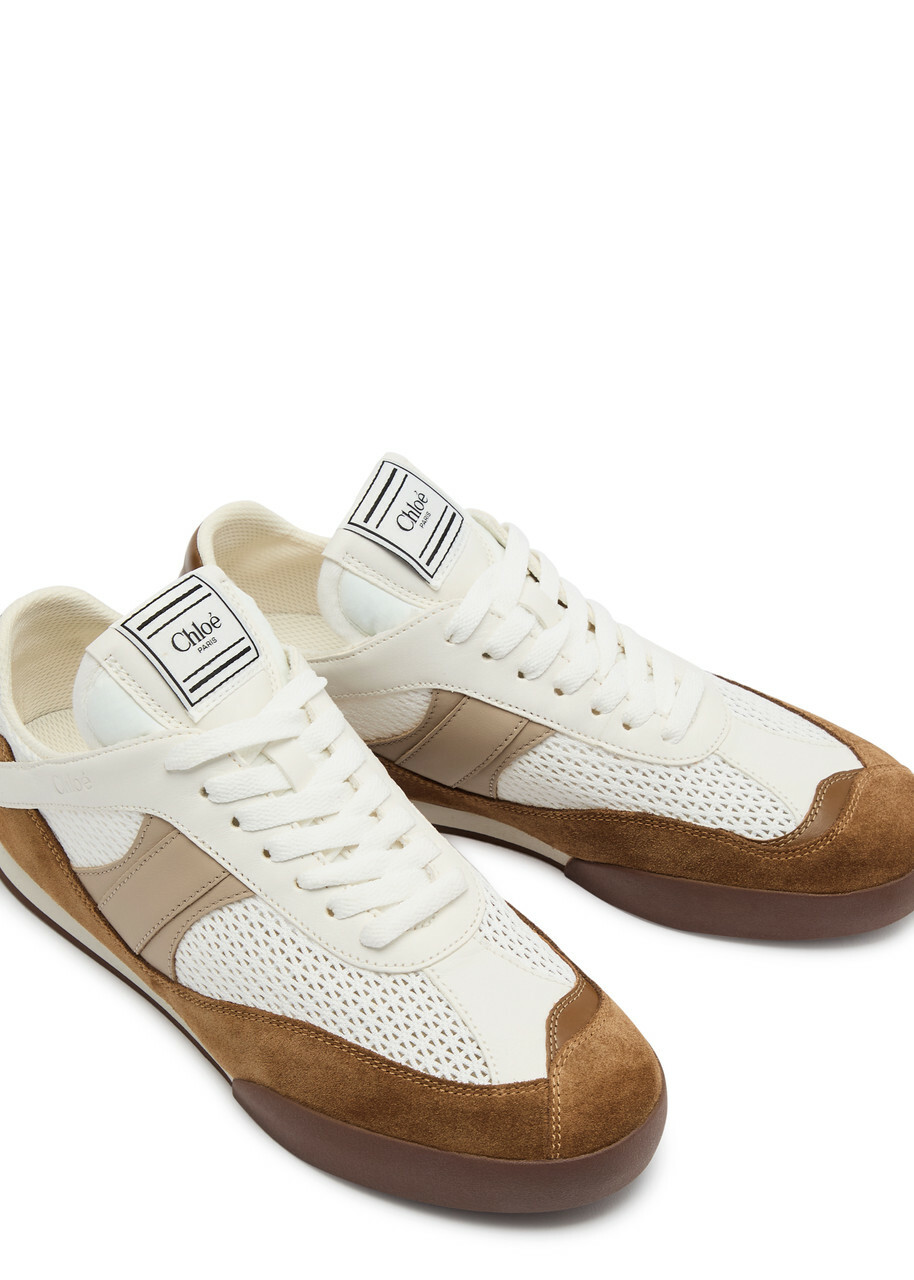 24AW new /CHLOE スエードとリサイクルメッシュスニーカー Beige CHLOÉ Nama 刺繍入り スエード＆リサイクル メッシュ スニーカー