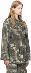 Blumarine Green Camo Denim Jacket