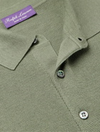 Ralph Lauren Purple label - Logo-Embroidered Silk and Cotton-Blend Polo Shirt - Green