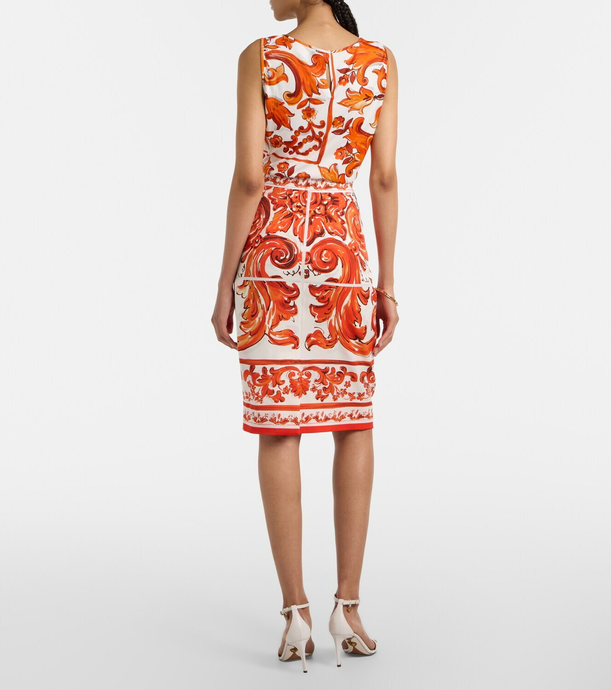 Dolce&Gabbana Majolica silk-blend charmeuse pencil skirt