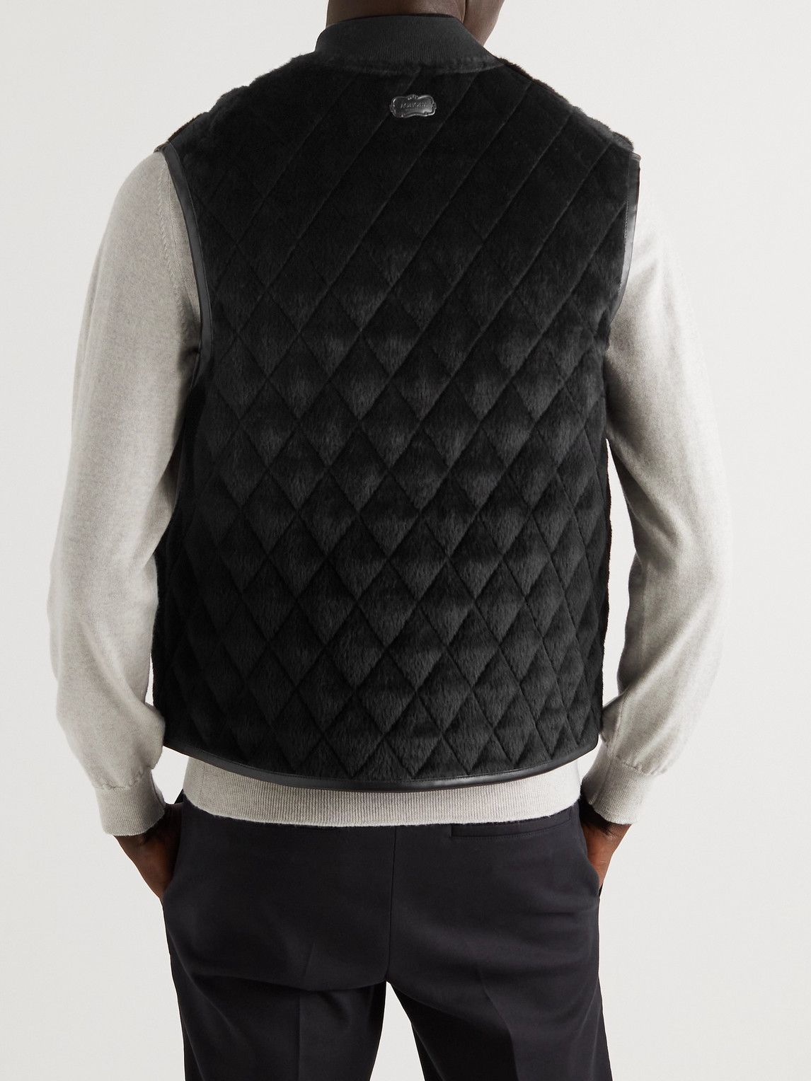 Agnona - Leather-Trimmed Quilted Alpaca and Wool-Blend Gilet