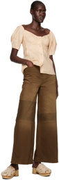 Chloé Beige Off-The-Shoulder Blouse