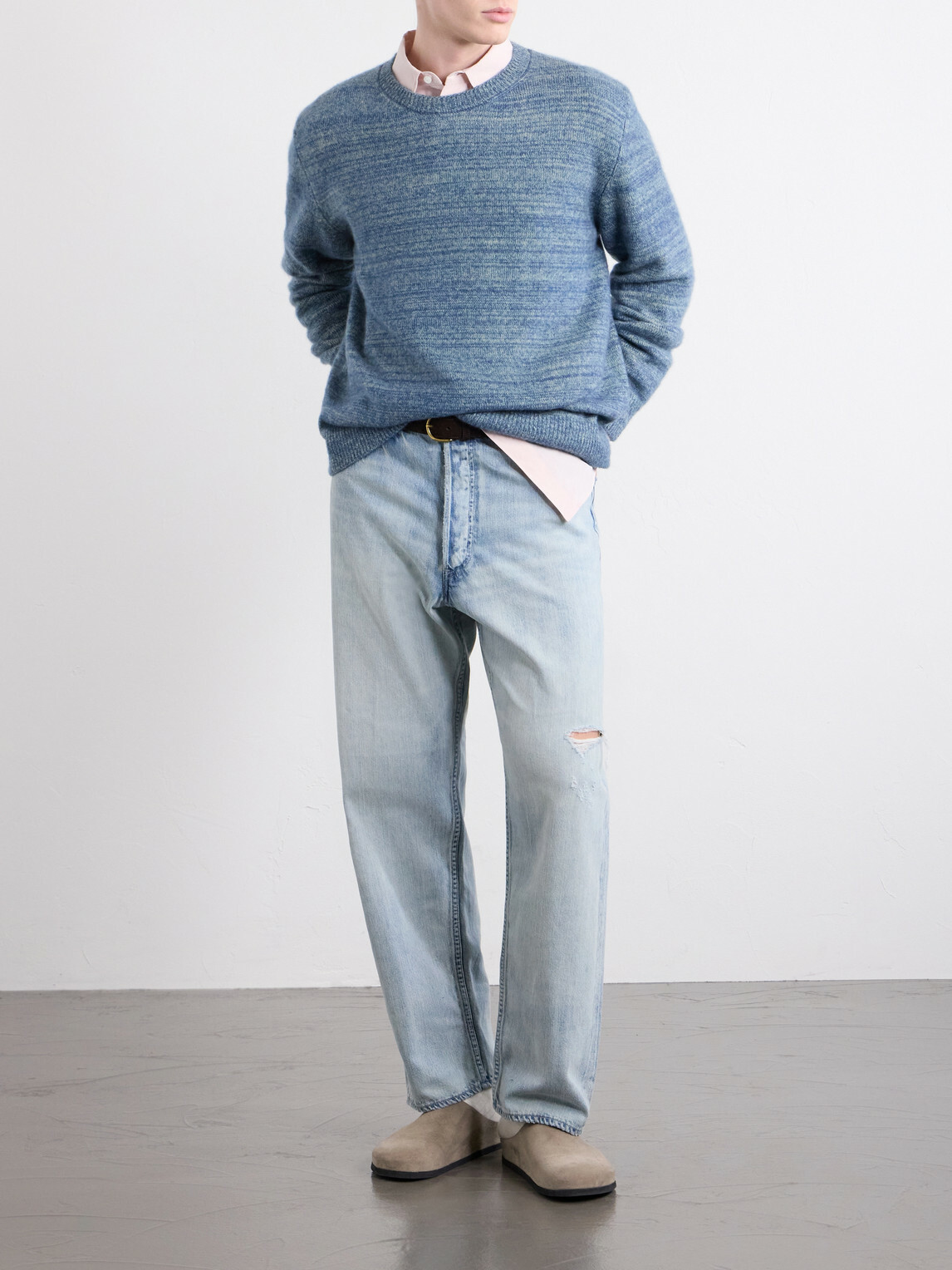 The Elder Statesman - Nimbus Striped Cashmere and Silk-Blend Sweater - Blue