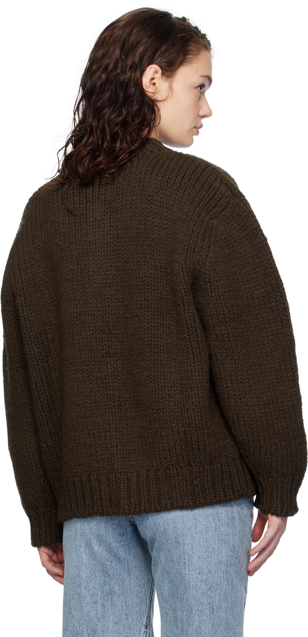 AMOMENTO Brown Hand Knitted Cardigan