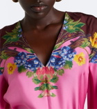 Etro Belted floral silk satin minidress