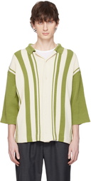 DOCUMENT Green & Off-White Intarsia Knitting Stripe Shirt