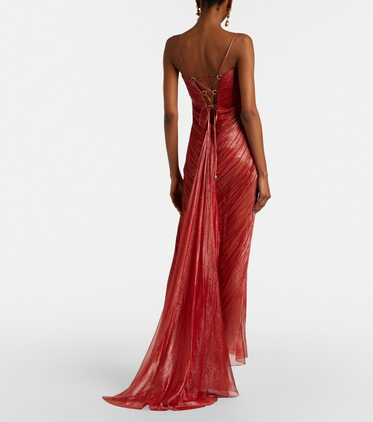 Maria Lucia Hohan Victoria pleated silk muslin bustier gown
