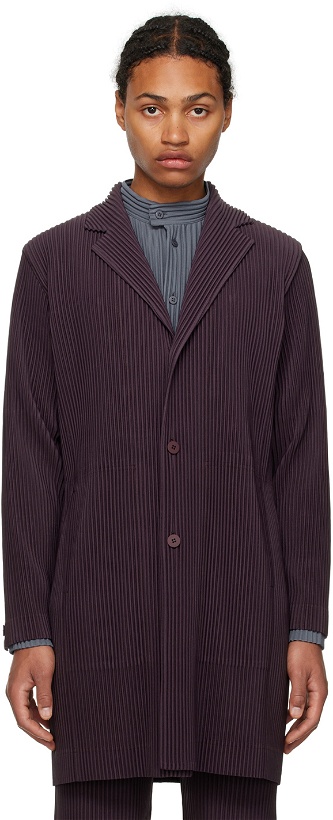 Photo: HOMME PLISSÉ ISSEY MIYAKE Purple Single-Breasted Coat