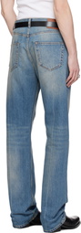 McQueen Blue Straight-Leg Washed Jeans