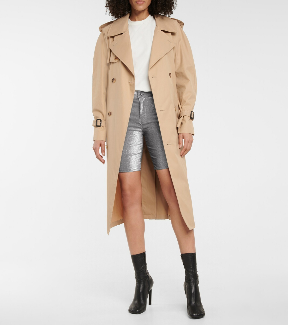 Rta - Toure metallic stretch-denim shorts