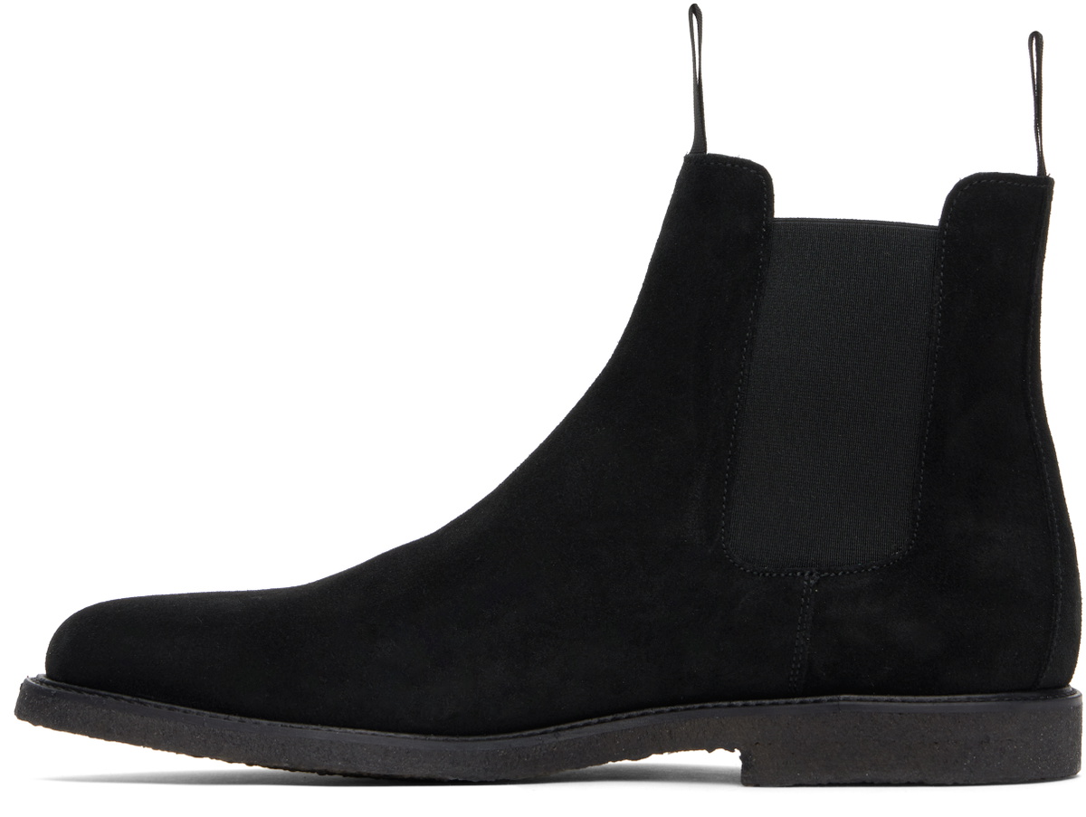 Common Projects Black Waxed Suede Chelsea Boots