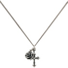 Emanuele Bicocchi Silver Rose & Cross Necklace