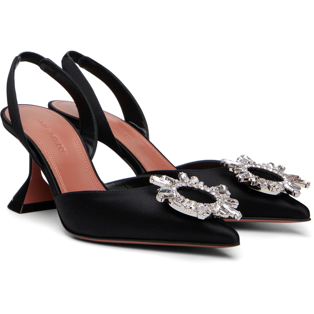 Amina Muaddi Black Begum Sling 70 Heels