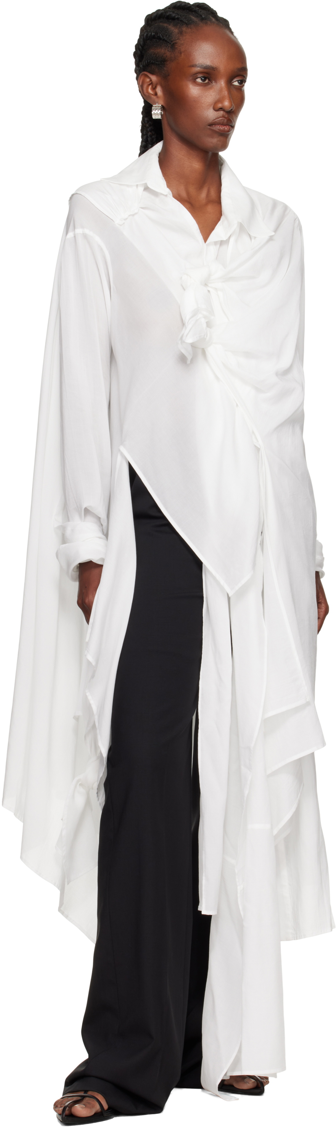 YOHJI YAMAMOTO White Draped Blouse