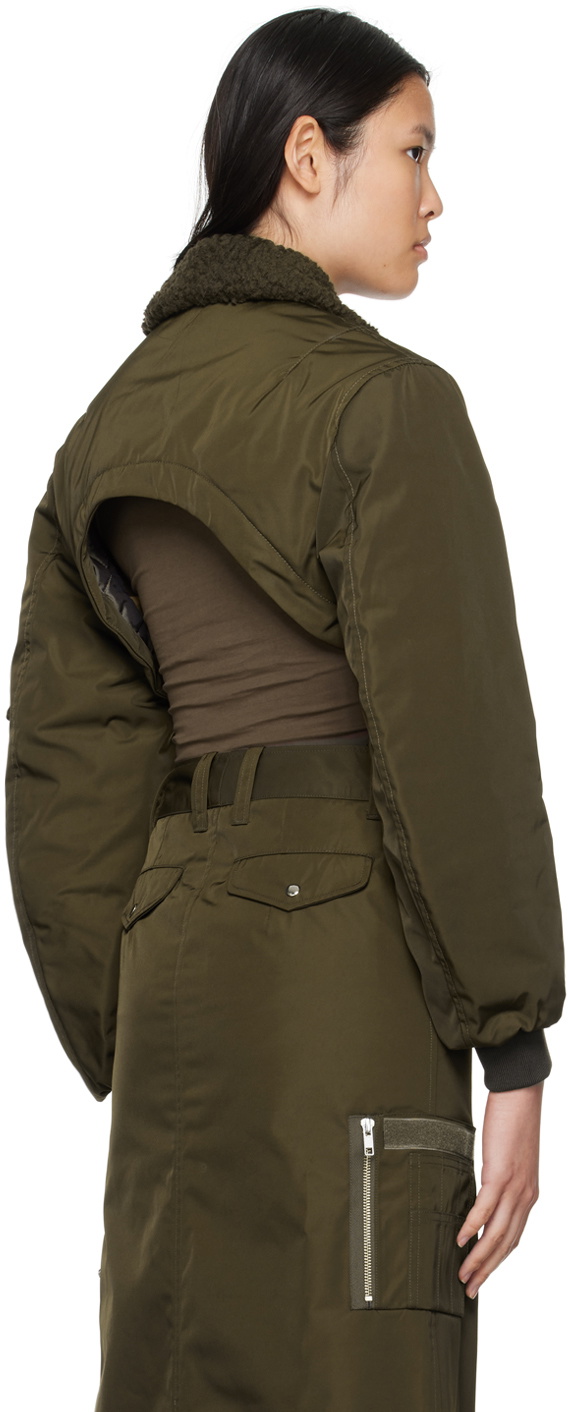 VAQUERA Khaki Cropped Bomber Jacket Vaquera