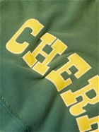 Cherry Los Angeles - Distressed Logo-Appliquéd Cotton-Jersey Hoodie - Green