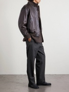 Officine Générale - Straight-Leg Virgin Wool, Silk and Linen-Blend Trousers - Gray