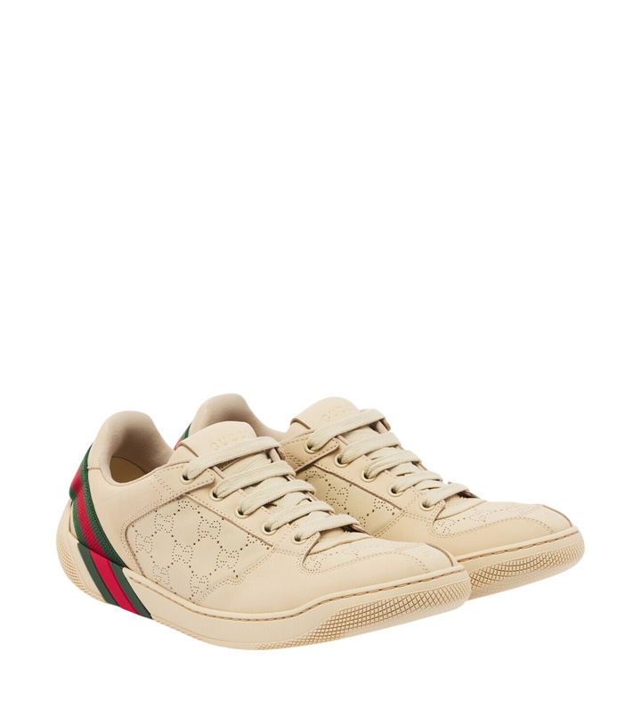 Photo: Gucci Screener GG Web Stripe leather sneakers
