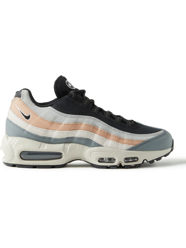 Photo: Nike - Air Max 95 Panelled Leather, Suede and Mesh Sneakers - Gray