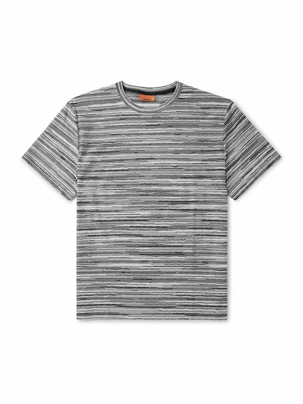 Photo: Missoni - Space-Dyed Cotton-Jersey Jacquard T-Shirt - Gray