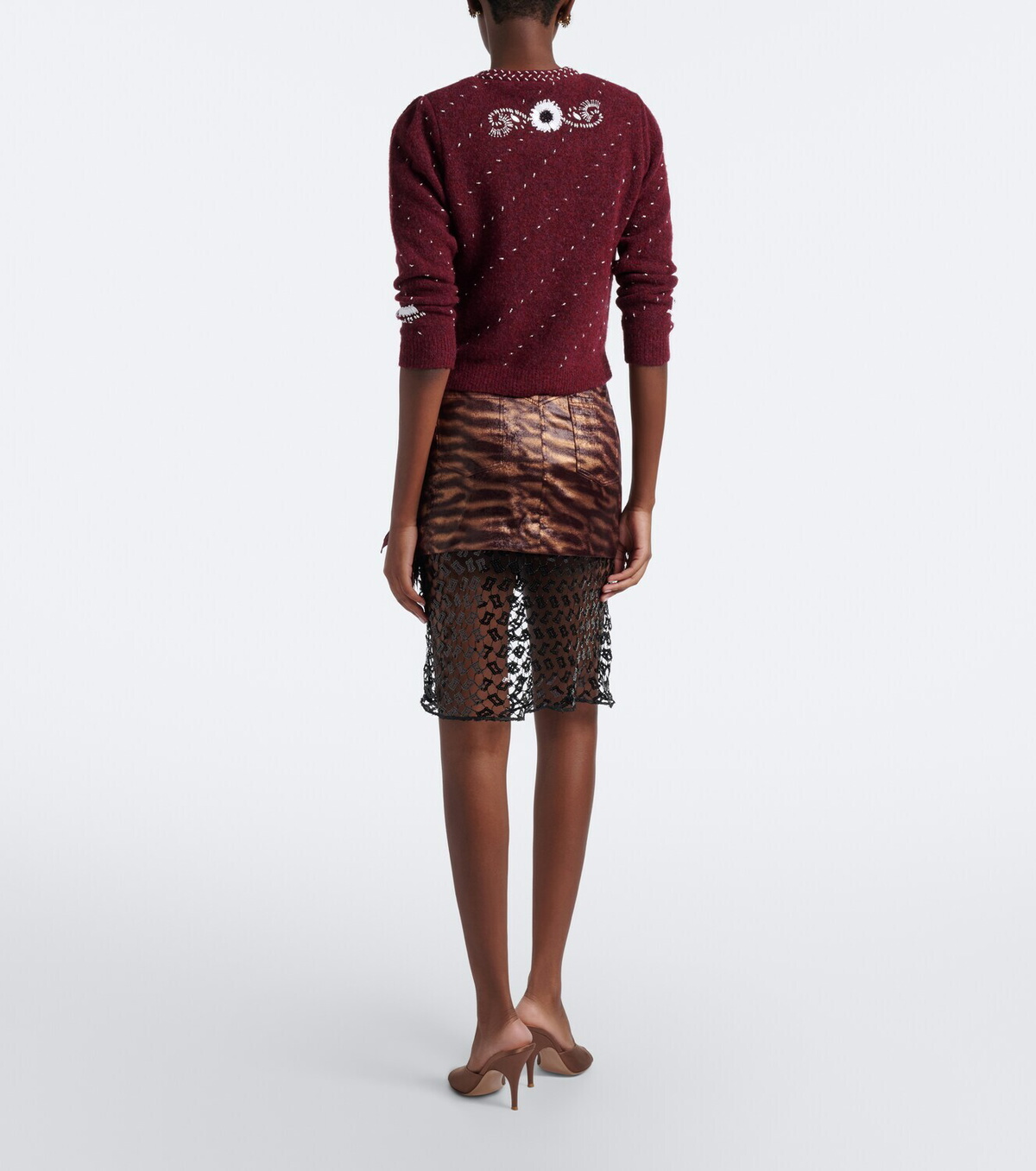 Jacques Wei Fringed paneled sequined miniskirt