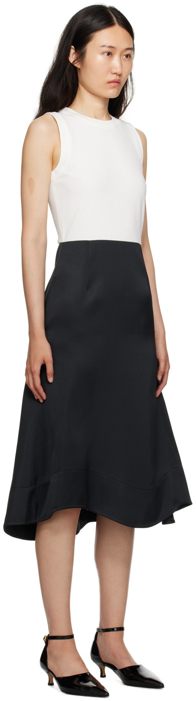 Recto White & Black Asymmetric Midi Dress