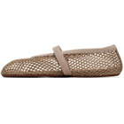 ALAÏA Gray Fishnet Suede Ballerina Flats