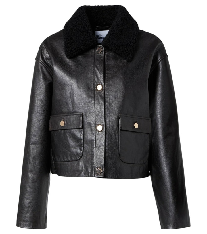 Photo: Self-Portrait Shearling-trimmed leather jacket