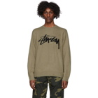 Stussy Taupe Brushed Out Logo Sweater