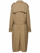 MOSCHINO Cotton Blend Gabardine Long Trench Coat