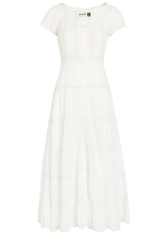 Photo: Rixo Jaclyn Broderie Anglaise Cotton Midi Dress Ivory