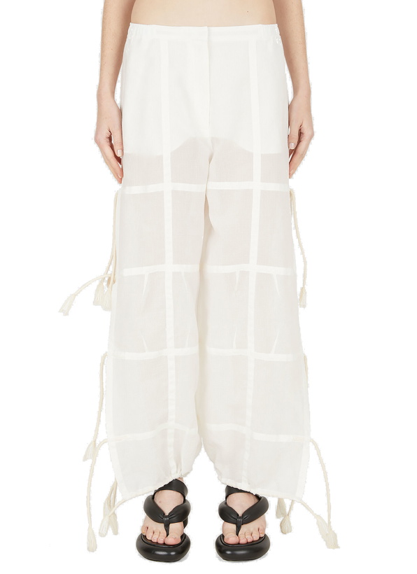 Photo: Side Tie Straight Leg Trousers in White