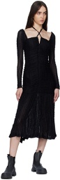 GANNI Black Ruched Midi Dress