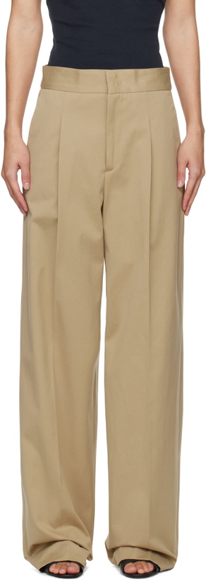 Photo: MSGM Beige Faille Pleats Trousers