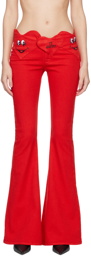 Abra Red Corazon Denim Trousers