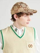 GUCCI - Leather-Trimmed Monogrammed Canvas Baseball Cap - Brown