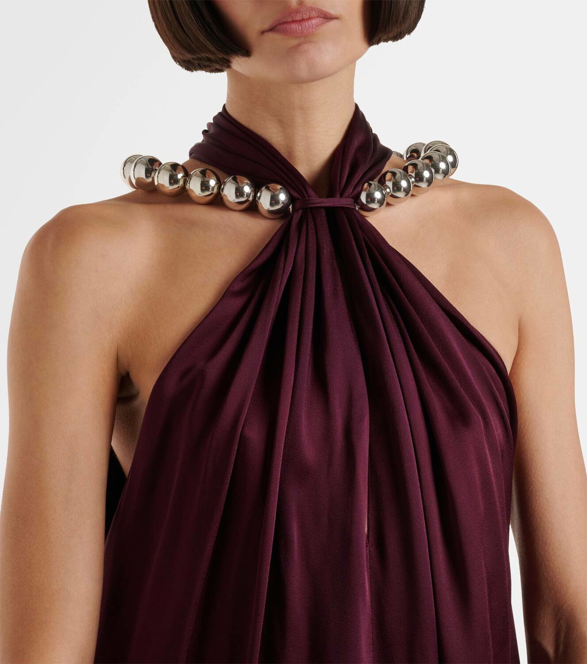 Stella McCartney Embellished halterneck satin jumpsuit
