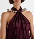 Stella McCartney Embellished halterneck satin jumpsuit