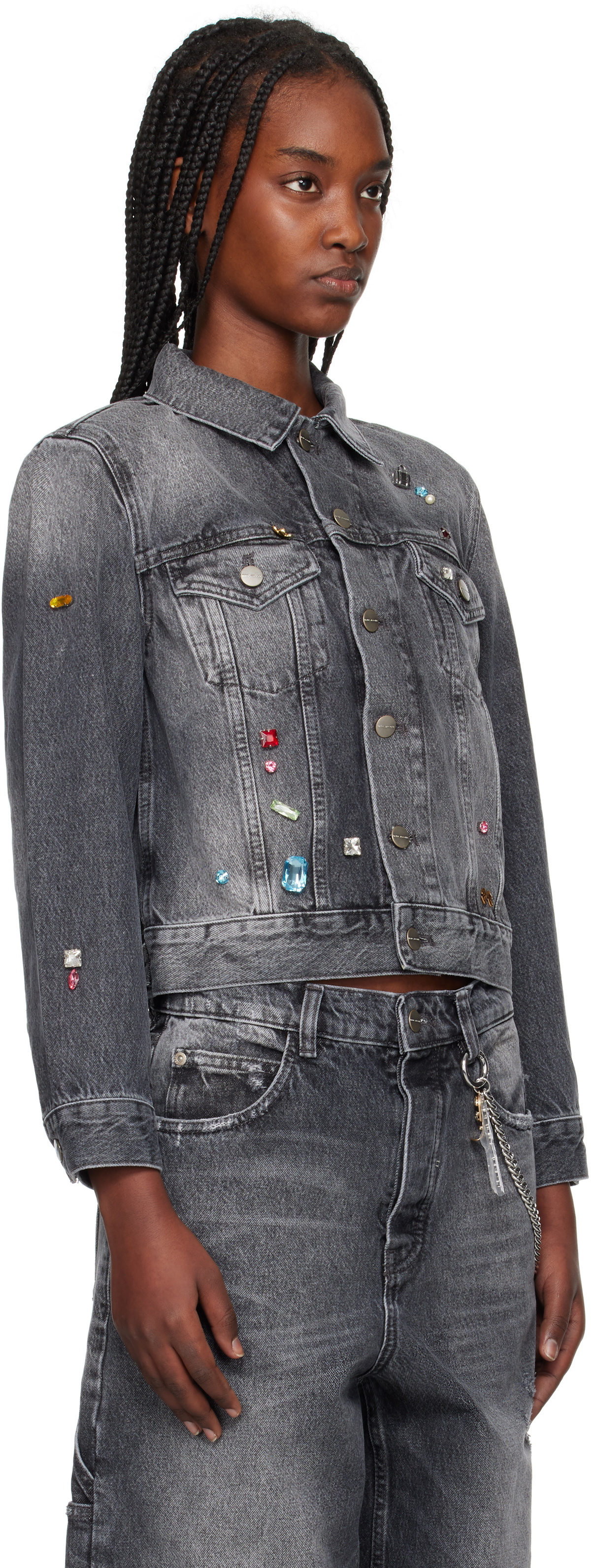 Marc Jacobs Fray Charm Shrunken Trucker Denim Jacket