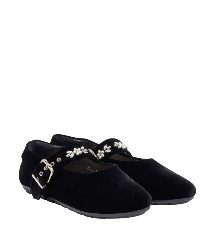 Photo: Simone Rocha Embellished velvet Mary Jane flats