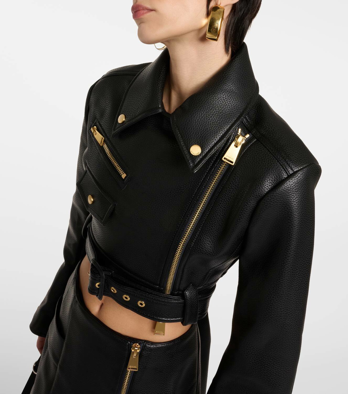 Simkhai Cropped leather biker jacket