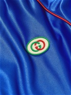 Gucci - Logo-Appliquéd Webbing-Trimmed Tech-Jersey Hoodie - Blue